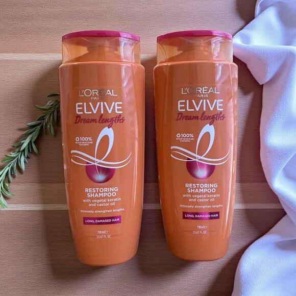 2 L’ORÉAL Paris Elvive Dream Lengths Restoring Shampoo 23.67 Fl Oz 700mL New - Picture 1 of 3